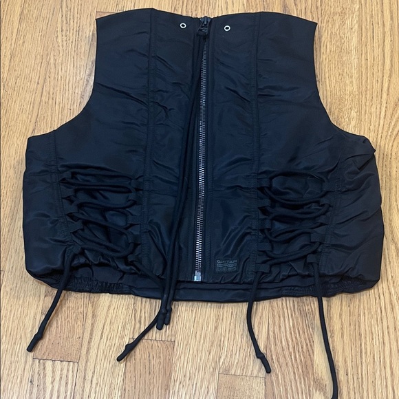 G-Star Black Top MA-1 Cropped Zipper Sleeveless Shirt Whimsygoth Festival Modern - Picture 10 of 12